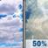 Sunday: A chance of rain showers between 3pm and 4pm, then a chance of showers and thunderstorms between 4pm and 5pm, then a chance of showers and thunderstorms. Partly sunny, with a high near 79. Southwest wind 3 to 9 mph. Chance of precipitation is 50%. New rainfall amounts between a tenth and quarter of an inch possible. Sunday: Partly Sunny then Chance Showers And Thunderstorms